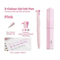 Planwith triangular 3-color retractable gel pen in pink with 0.5mm bullet tip for notes - Triangular Multi-color Retractable Gel Pen (Pink & Gray)