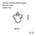 Rhodium plating copper heart pendant charm, 9mm x 8mm size with 5mm hole diameter - Silver Heart Bow (L-2)