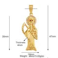 Detailed Santa Muerte pendant in gold finish with red gem eyes and white rhinestones - Rose-Red L021088-Muerte Gold Red Eye