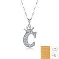 Sterling silver C-letter necklace with moissanite crown pendant and GRA certificate - Letter C (with GRA Certificate)