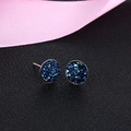 Minimalist S925 silver round stud earrings featuring dark blue crystalline druzy stone - 8mm / Dark Blue