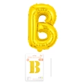 Golden foil balloon letter B for birthday parties with paper card packaging and straw - Letter B / Gold