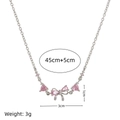 Silver necklace featuring pink heart zircon and sparkling bow pendant with 45cm chain - Silver Bow Necklace