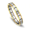 Modular stainless steel link bracelet with gold and silver two-tone italian style - Gold-Edged Modular Style / Gold and Silver Two-tone