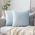 Pair of light blue velvet pillow covers on a gray sofa in a cozy home setting - 44# Ice Orchid / 30*50cm Pillowcase (without Insert)