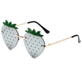 Frameless strawberry sunglasses with gray lenses and gold temples for party fun - Gold Frame White Mirror Lens