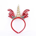 Christmas reindeer headband with red antlers and golden horn for holiday party decoration - TK49 Unicorn Reindeer Antlers