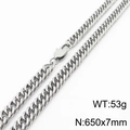 Chaîne gourmette en acier inoxydable argenté, largeur 7mm et longueur 650mm, 53g - 7mm x 650mm