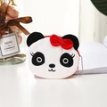 Cute panda plush coin purse with red bow and silver chain for women and girls - Red Panda