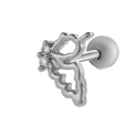 Clou d'oreille papillon argenté pour cartilage avec zircons et fermoir à vis - 089-3# Style Papillon (Gauche) / Argent