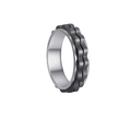 Anello antistress rotante con motivo a onde grigio scuro e acciaio al titanio argento - US 7 / Argento & Nero