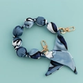 Blue silk scarf chain strap for handbags with elegant golden metal clasps - Blue Silk (B110-B)