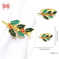Christmas holly leaf napkin ring in golden alloy with red berries and green enamel details - Holly Branch Style 96