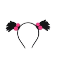 Funny black cartoon headband with cute side wings and pink felt circles decoration - Cherry Mini Pigtails