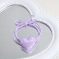 Elastic purple double-strand hair tie featuring a polished purple heart ornament - Heart / Purple