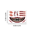 Halloween scary mouth tattoo sticker BF-007 with bloody scars and fangs 16x11cm - Bloody Scratches and Tusk Mouth Style (BF-007)