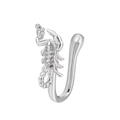 Silver scorpion U-shaped non-piercing nose ring with detailed micro-set cubic zirconia - Silver Scorpion (G-128)