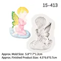 Praying angel boy silicone mold for handmade soap and fondant cake decorating - Gray