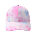 Dettaglio del motivo tie-dye rosa e blu su un cappellino da baseball in cotone a sei pannelli - Berretto da baseball tie-dye 02