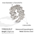Detailed specs of stainless steel woven ring showing size, weight, and waterproof feature - Silver Style (YYR023135-P)