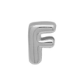 3D puffy bubble letter F charm in silver polished finish for DIY bracelets - Silver/Letter F