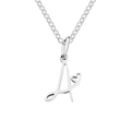 Minimalist silver stainless steel necklace featuring letter A pendant with heart detail - Letter A (A-Silver) / Steel Color