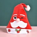 Plush red LED Santa hat with winking embroidery, white beard and festive holly leaves - Q2-23 Kids Winking Santa Hat 25*30CM