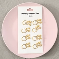 Set of 8 golden pineapple shaped metal paper clips on a decorative white card - Pineapple / Set of 8