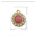 Detail of round flower pendant measuring 14x12mm with pink stone and white rhinestones - YE780-5-Round Pink Stone Zircon