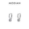 Orecchini a cerchio minimalisti in argento S925 con zircone rotondo pendente da donna - Argento 925 / Argento Sterling S925/Argento