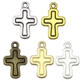 Set van 5 vintage legering kruis hangers in diverse metaal kleuren voor DIY sieraden maken - Kruis 19x13mm