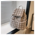 Zaino trapuntato nuvola grigio in nylon con chiusura a coulisse e patta frontale - Cachi