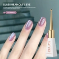 Graape color 06 cat eye gel polish in 10ml bottle for glossy purple manicure finish - Porcelain White Glass Bead 06