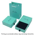 Cyan blue jewelry gift set with drawer boxes and matching paper shopping bag - Mint Green Drawer Box Set