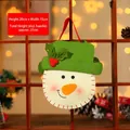Weihnachts-Geschenkbeutel Schneemann aus grünem und weißem Filz mit roter Kordel - Rundboden Geschenktüte [Schneemann]