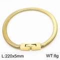 Golden stainless steel snake bone chain bracelet with square clasp, 220mm length - Bracelet (KB170155-KFC) / Gold Bracelet