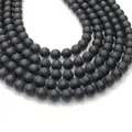 Matte black agate stone round beads for multi-layer DIY jewelry making projects - Frosted Black Agate AB+ / 4mm (approximately 90 Beads) 38cm Long