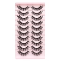 Tien paar zwarte DD-krul Russische volume kunstwimpers op roze tray - Russische dikke stijl (TK17) / DD Krul