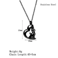 Black stainless steel heart pendant necklace featuring a sitting cat silhouette for ashes - Stainless Steel / LP1344 Black Cat Heart
