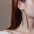 Elegante lange Strassohrringe mit funkelnden grünen Kristallen für Damen - Grün