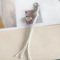 Porte-clés créatif avec gland en fil ciré blanc et pendentif en forme de cœur argent - Blanc