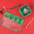 Green Christmas chenille embroidery makeup bag set with festive LOVE patches - Gift Set LOVE