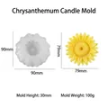 Witte siliconen chrysant kaarsvorm met geel bloemig wasexemplaar op witte basis - Chrysantvorm