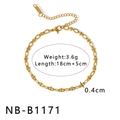 Golden woven mesh link bracelet in titanium steel, length 18cm with 5cm extension - Textured Oval Link Chain (NB-B1171)