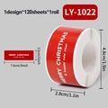 Christmas roll stickers featuring 120 pieces of red festive adhesive labels for kids - LY-1022 (Red White Text)