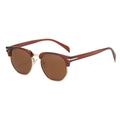 Classic half-frame polarized sunglasses with brown tortoiseshell and gold metal trim - Tea Gold Tea Lens