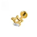F136 titanium gold crown labret stud with sterile packaging and cubic zirconia - 1.2*6mm / Crown Gold