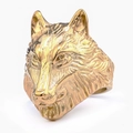 Anello da uomo vintage con testa di lupo in acciaio inossidabile dorato stile viking - US 7 / Colore Oro (12103)