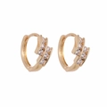 Orecchini a cerchio dorati geometrici minimalisti con zirconi cubici chiari da donna - Oro