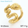 Hip hop 18K gold snake ring with red eyes, vintage style size 8-13 stainless steel jewelry - US 8 / Style I Vintage Snake / Gold